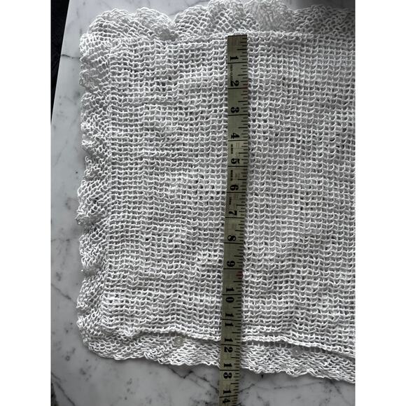 Crochet White Throw Pillow Case Cover Decorative Handmade Vintage 14" x 14" knit - Picture 7 of 9